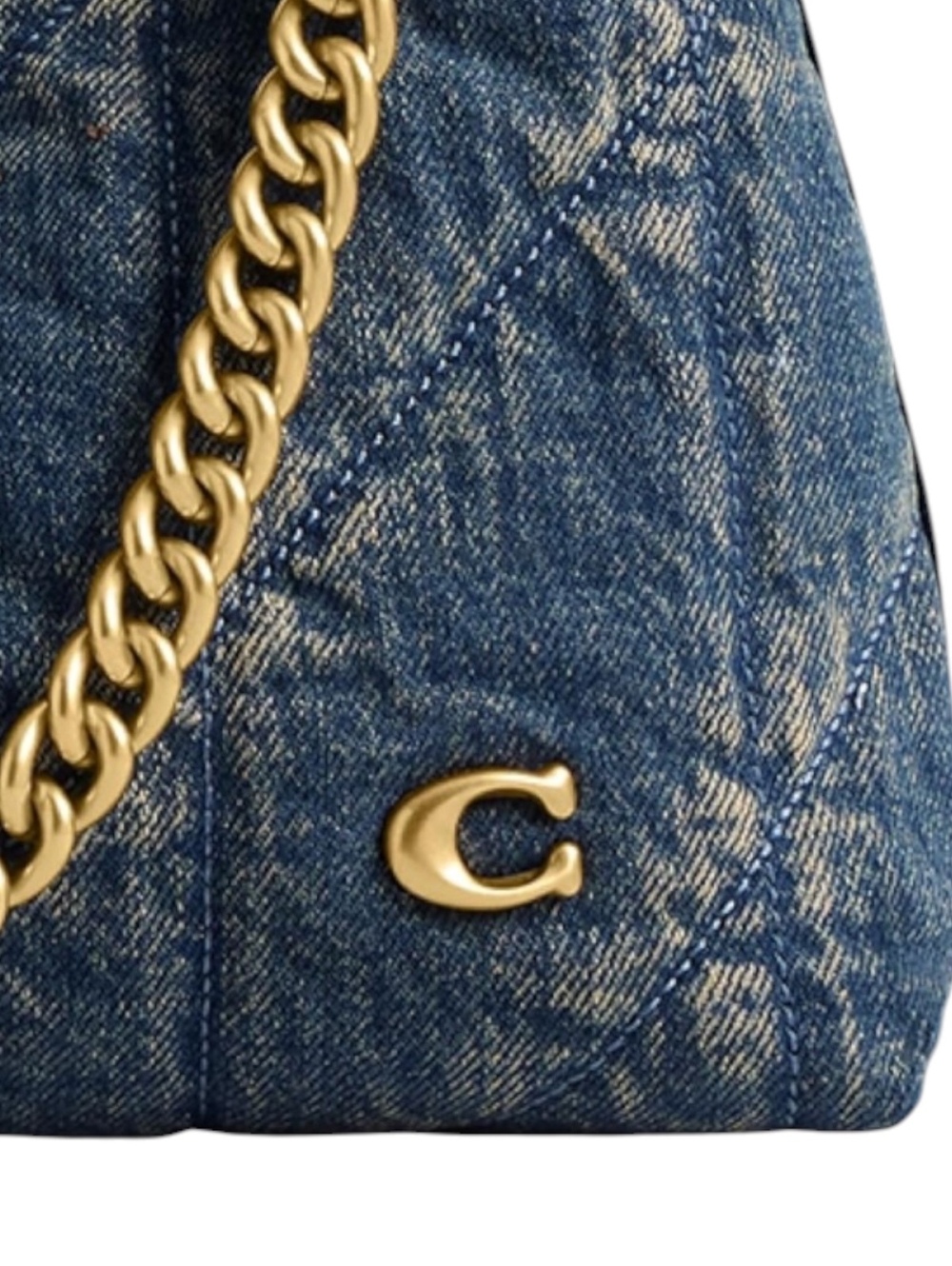 Coach Juliet Denim Shoulder Bag 25 Gold Hardware New with Tags - Picture 3 of 5